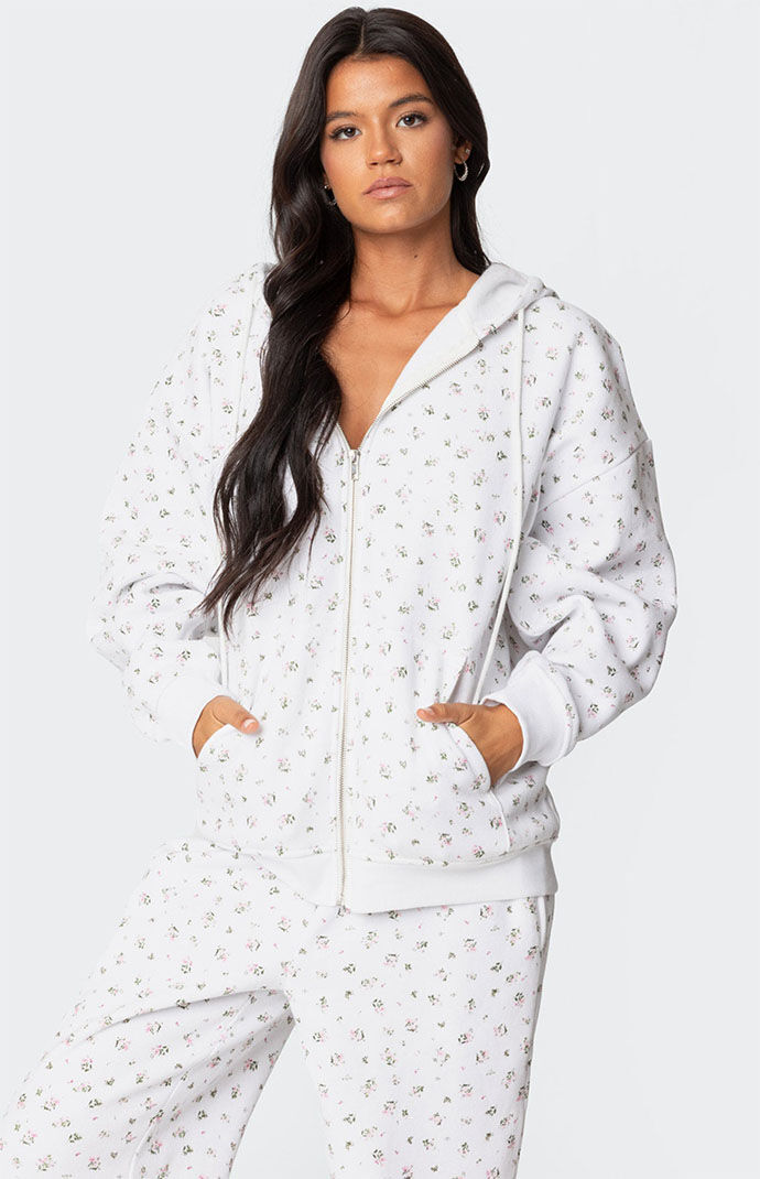 Edikted Bouquet Oversized Zip Up Hoodie | PacSun