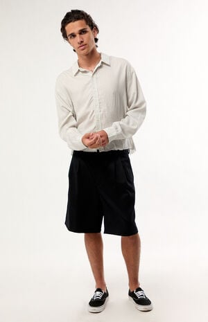 Striped Visible Oxford Long Sleeve Cropped Shirt image number 5