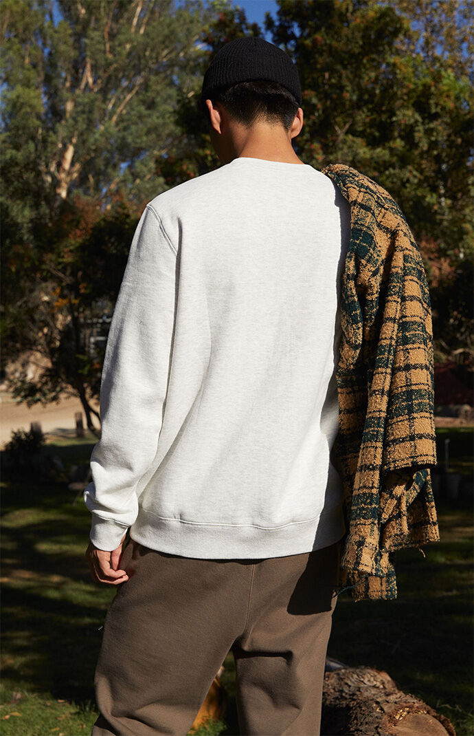 PacSun White Heather Basic Crew Neck Sweatshirt PacSun