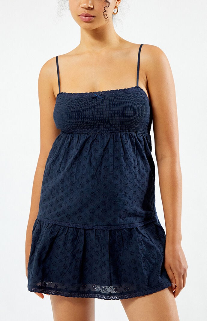 LA Hearts Ruched Bow Tie Babydoll Mini Dress