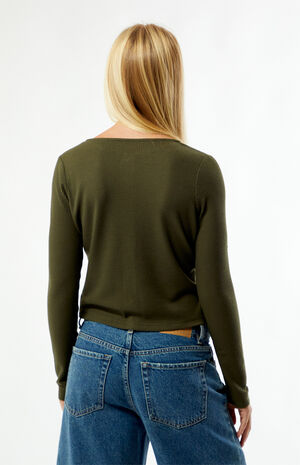 Your Favorite Rowan Waffle Knit Button Front Long Sleeve Top | PacSun