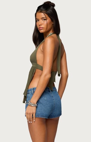 Skye Backless Split Front Halter Top image number 3