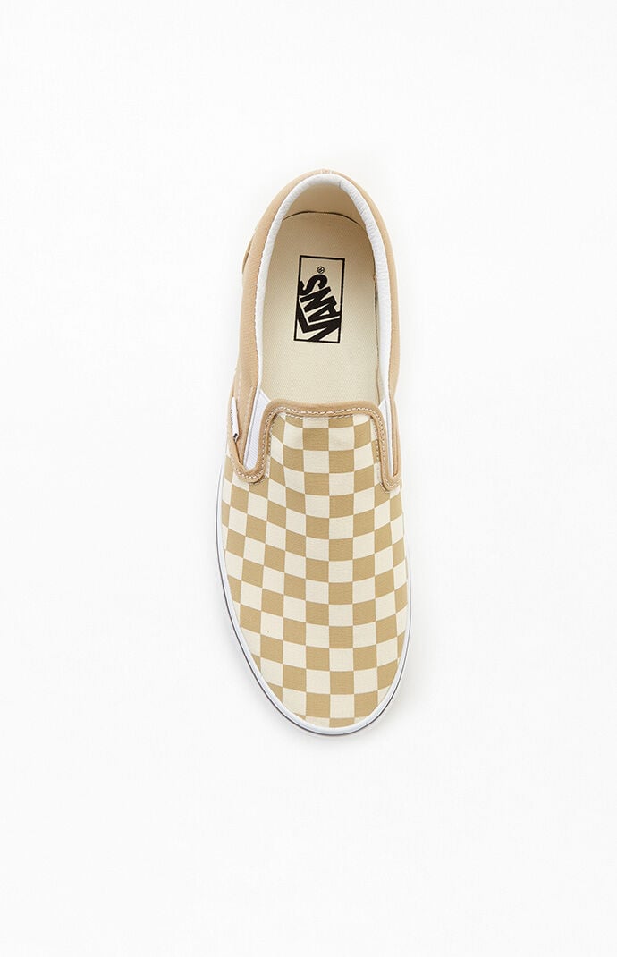 Vans checkerboard slip on beige top