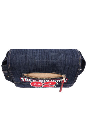Varsity Logo Dark Denim Messenger Bag image number 7