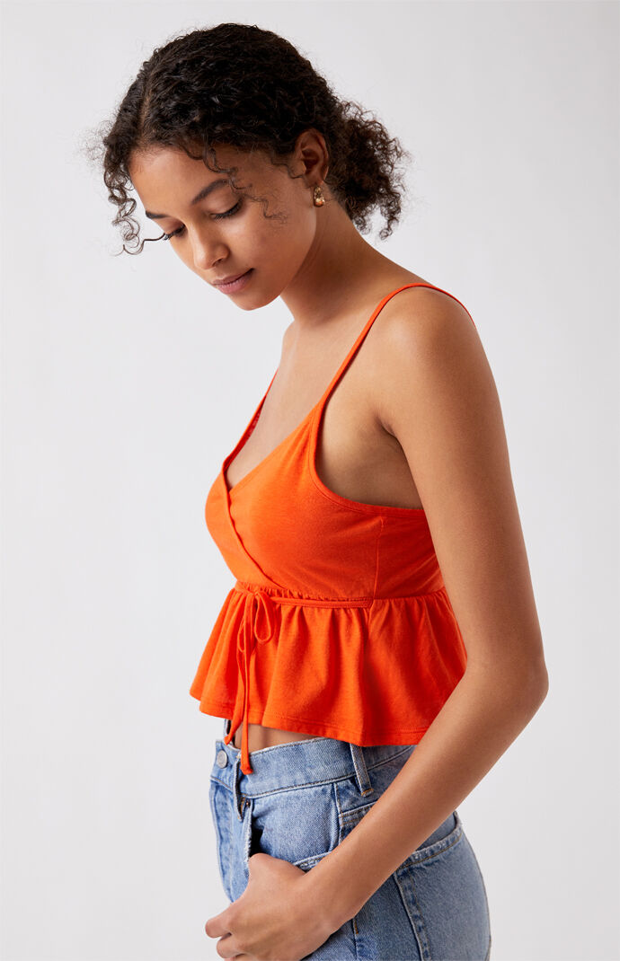 Surplice Peplum Tank Top