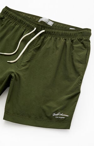 Green Collegiate Solid 7" Swim Trunks image number 4
