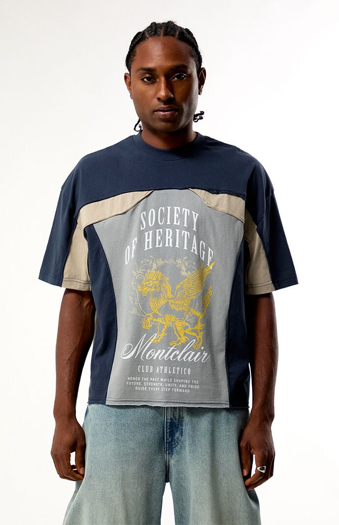 Pacsun Blue Montclair Cropped Color Block T-Shirt | Pacsun