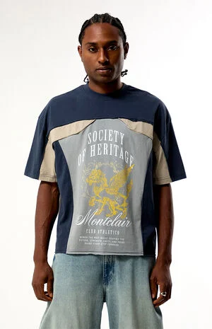 Blue Montclair Cropped Color Block T-Shirt image number 1
