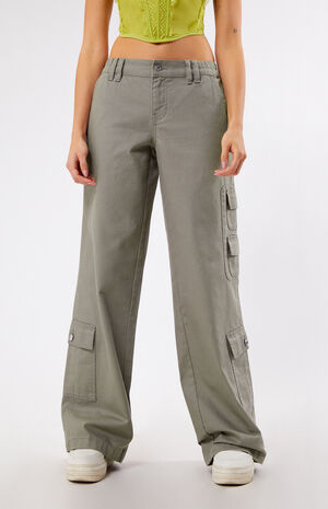 Sage Elastic Waist Low Rise Baggy Cargo Pants image number 2