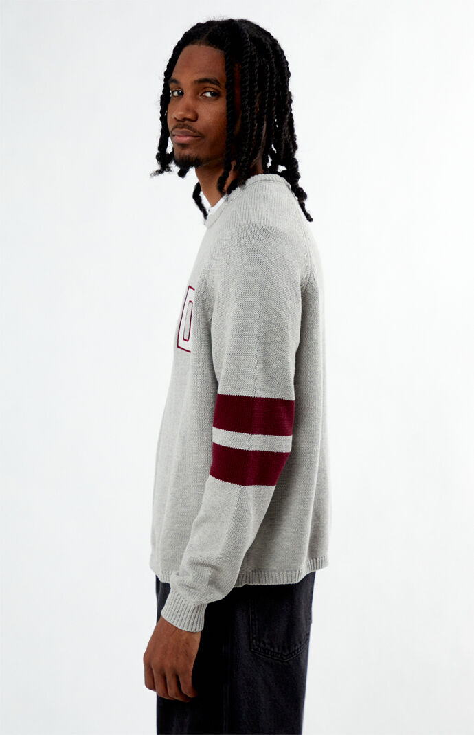FORD Heather Grey Striped Crew Neck Sweater | PacSun