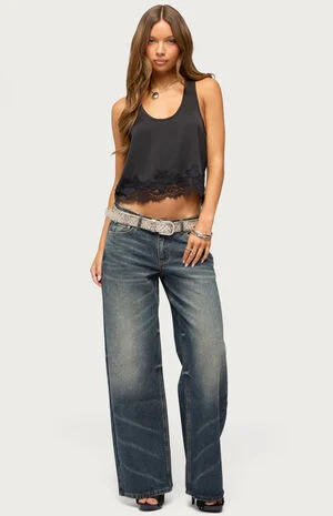Raelynn Washed Low Rise Baggy Jeans image number 4