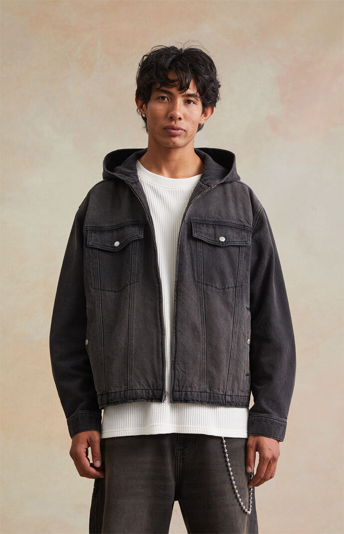 RARE DNM EDIT Black Wash Hooded Denim Jacket