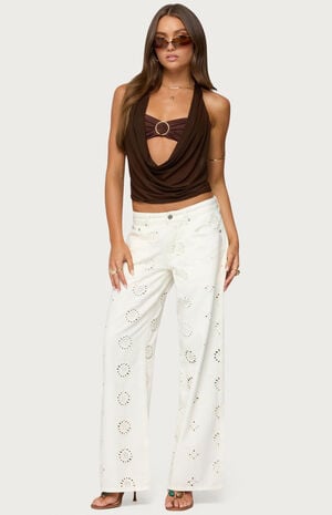 Eyelet Low Rise Wide Leg Jeans image number 5
