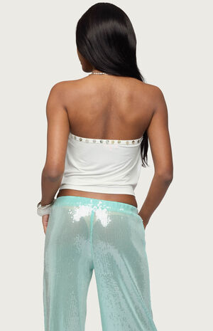 Giana Iridescent Straples Cowl Neck Top image number 3