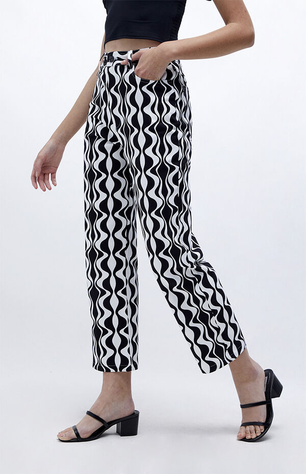 Organic Black & White Mono Print Trousers