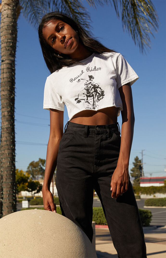 White Rough Riders Cropped T-Shirt