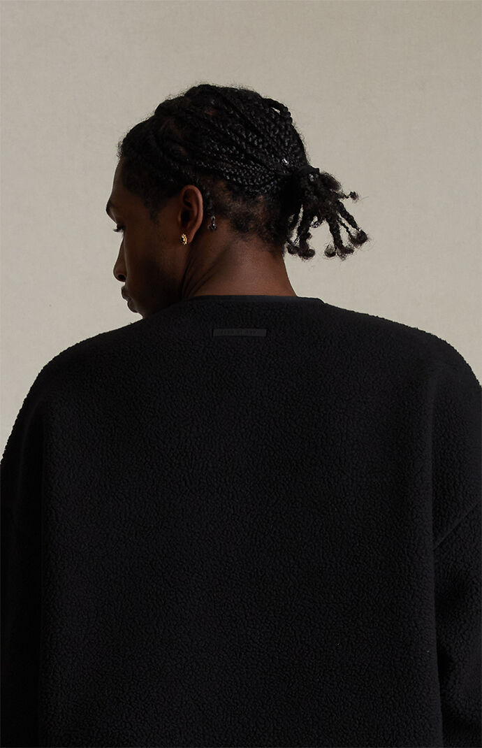 Fear of God Essentials Jet Black Polar Fleece Crew Neck
