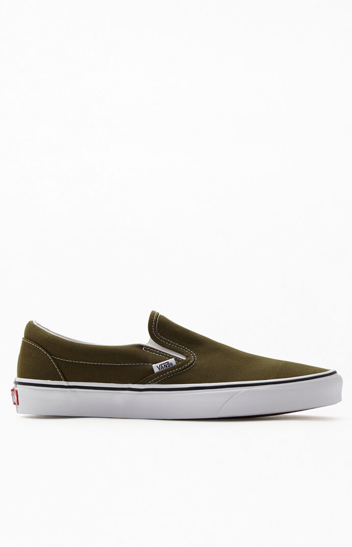 vans slip ons mens olive