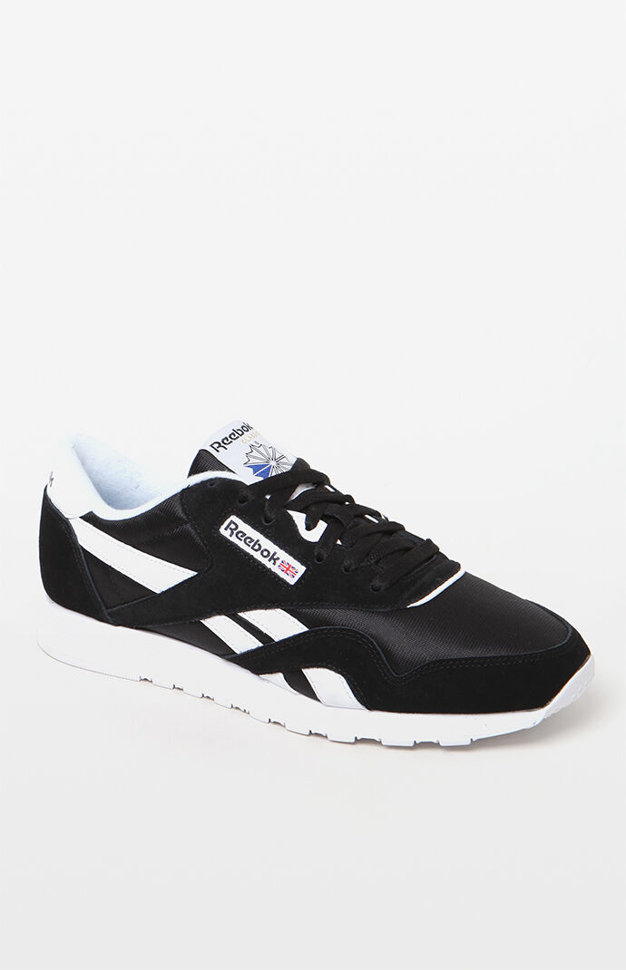 reebok classic black and white leather