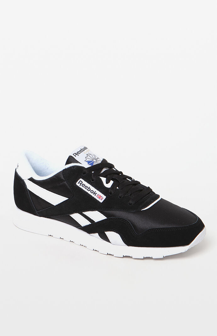 Reebok Classic Black And White Leather Nylon Shoes Pacsun