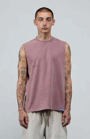 Rose Taupe Vintage Wash Comfort Cut Off Muscle T-Shirt image number 2