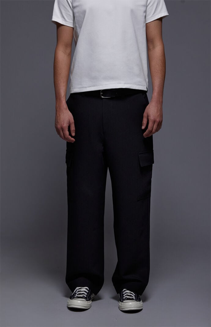 FIELD OF STUDY by Pacsun Valencia Baggy Trousers Stretch Cargo Black