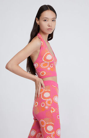 Organic Abstract Bubble Intarsia Halter Top image number 2