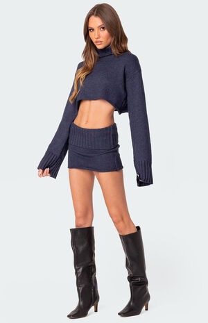 Gino Fold Over Knit Mini Skirt image number 5