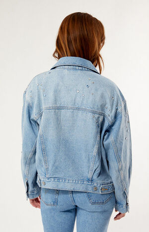 '90s Rhinestone Denim Trucker Jacket image number 3