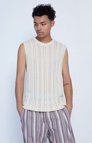 Off White Knit Sweater Tank Top image number 1