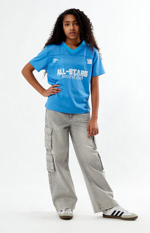 All Stars Light Blue Mesh Soccer Jersey image number 8