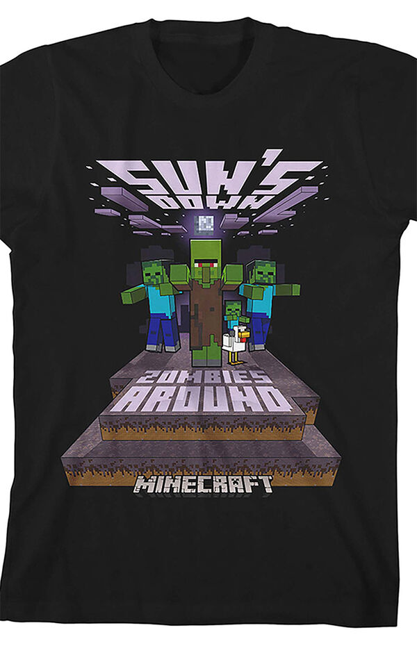 Kids Minecraft Sun's Down Zombies T-Shirt