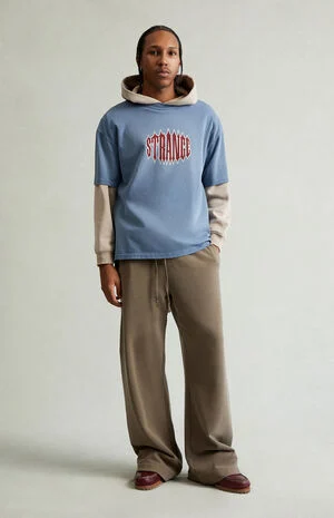 Brown Fleece Baggy Bootcut Sweatpants image number 2