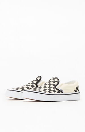 Kids White & Black Checker Classic Slip-On Shoes image number 2