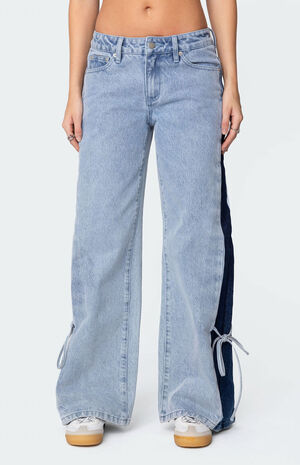 Contrast Split Washed Jeans image number 2