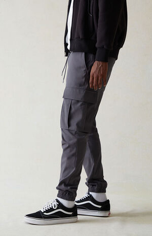Performance Gray Slim Cargo Joggers image number 3