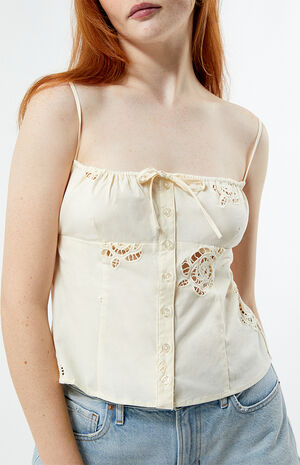 Ruched Cup Button Tank Top image number 2