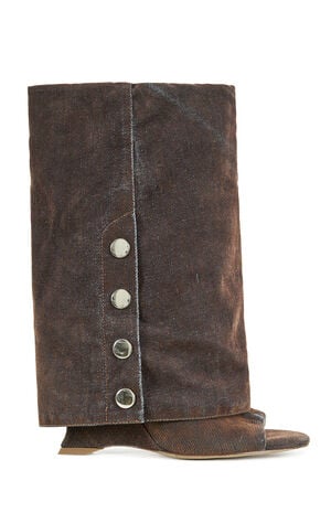 Women's Tinseled Orange Peep Toe Booties image number 1