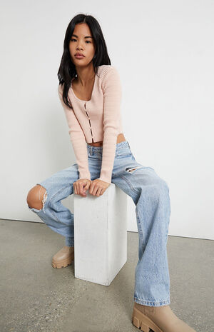 Button Front Pointelle Cardigan image number 4