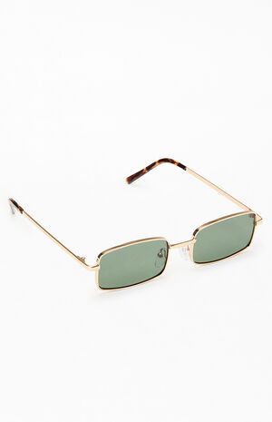 Gold Metal Rectangle Sunglasses image number 1