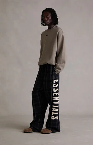 Vintage Black Plaid Lounge Pants image number 1