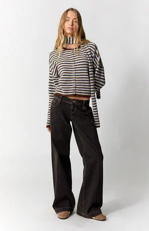 Kaia Ultimate Low Rise Baggy Jeans Contrast Stitch Faded Black image number 7