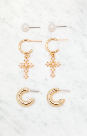 3 Pack Monica Pearl Earrings image number 1