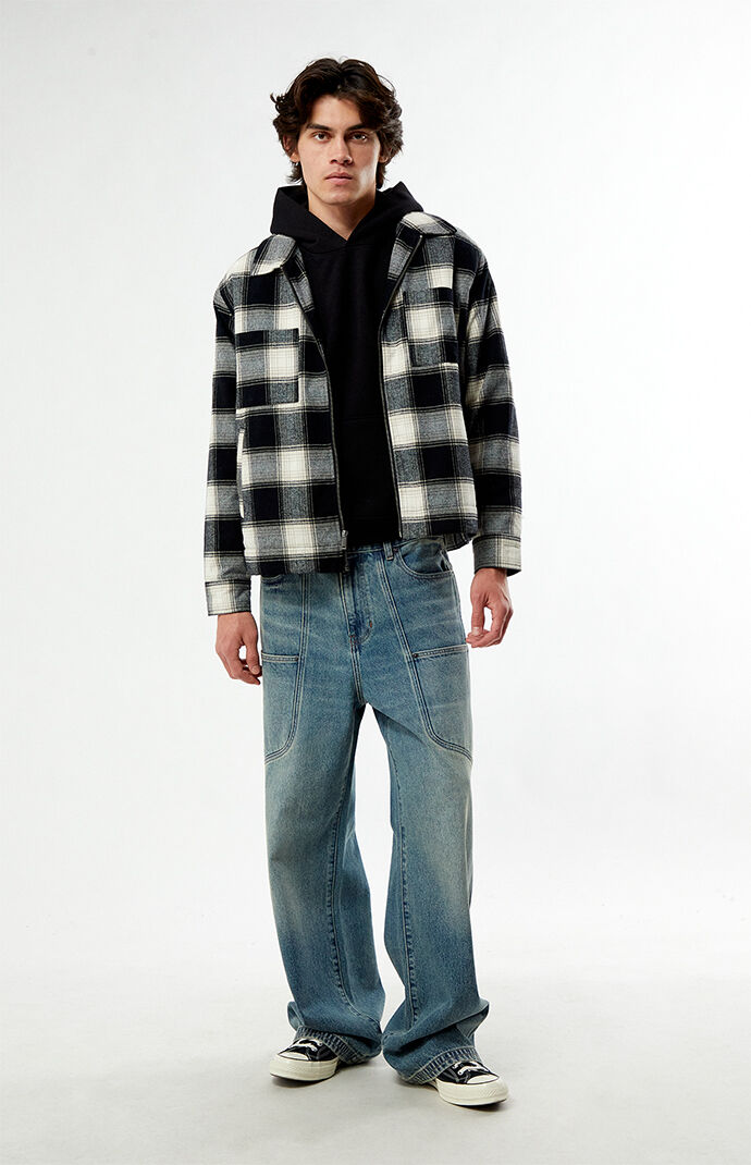 Pacsun Sherpa Plaid Zip Shacket | PacSun