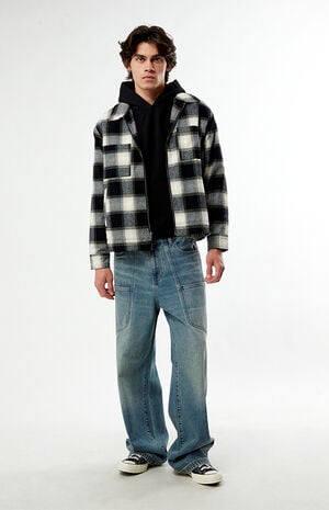 Sherpa Plaid Zip Shacket image number 5