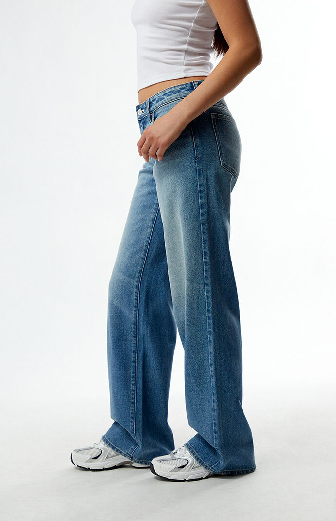 Pacsun Zoe Low Rise Girlfriend Jeans Medium Blue
