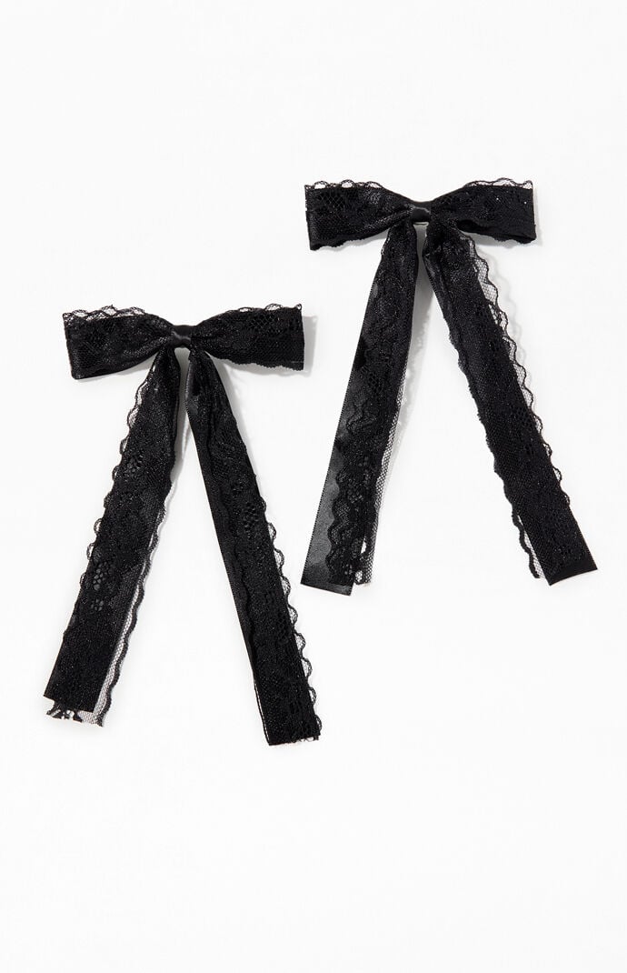 LA Hearts 2 Pack Black Kaelie Bow Hair Clips
