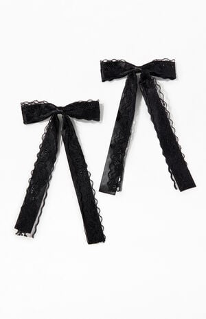 2 Pack Black Kaelie Bow Hair Clips image number 1