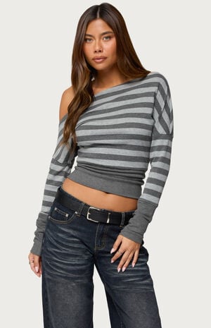 Marniee Striped Off Shouler Top image number 1