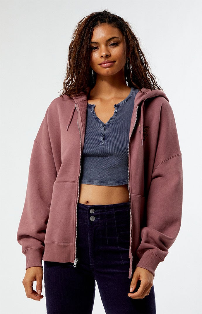 Womens burgundy top converse hoodie